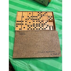 Cardinal Bakelite Dominoes Set – 27 Tiles – Original Box – Butterscotch Catalin